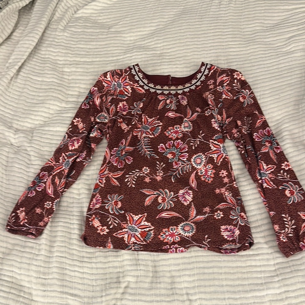 Old Navy Brown and Pink Long Sleeve Tee with Soft Stretch Fabric
